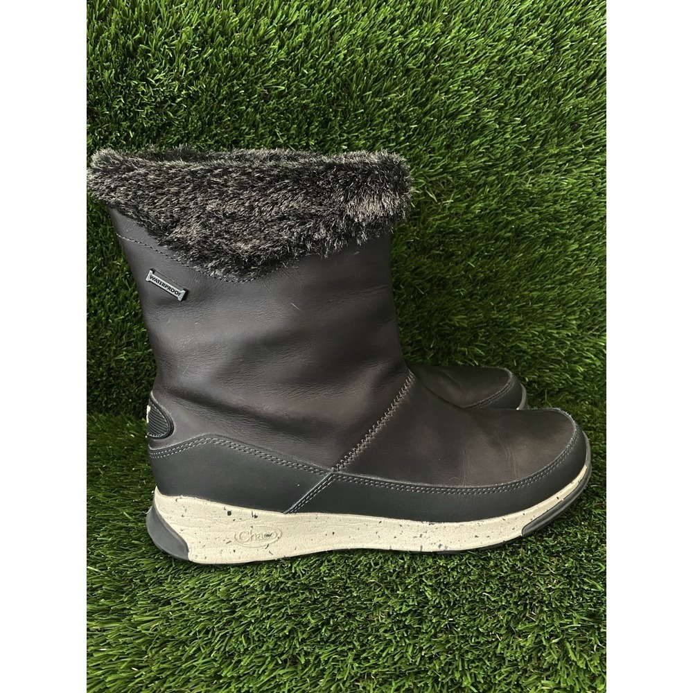 Chaco Borealis Faux‎ Fur Boots Womens 8 Black Waterproof Winter Leather J106780